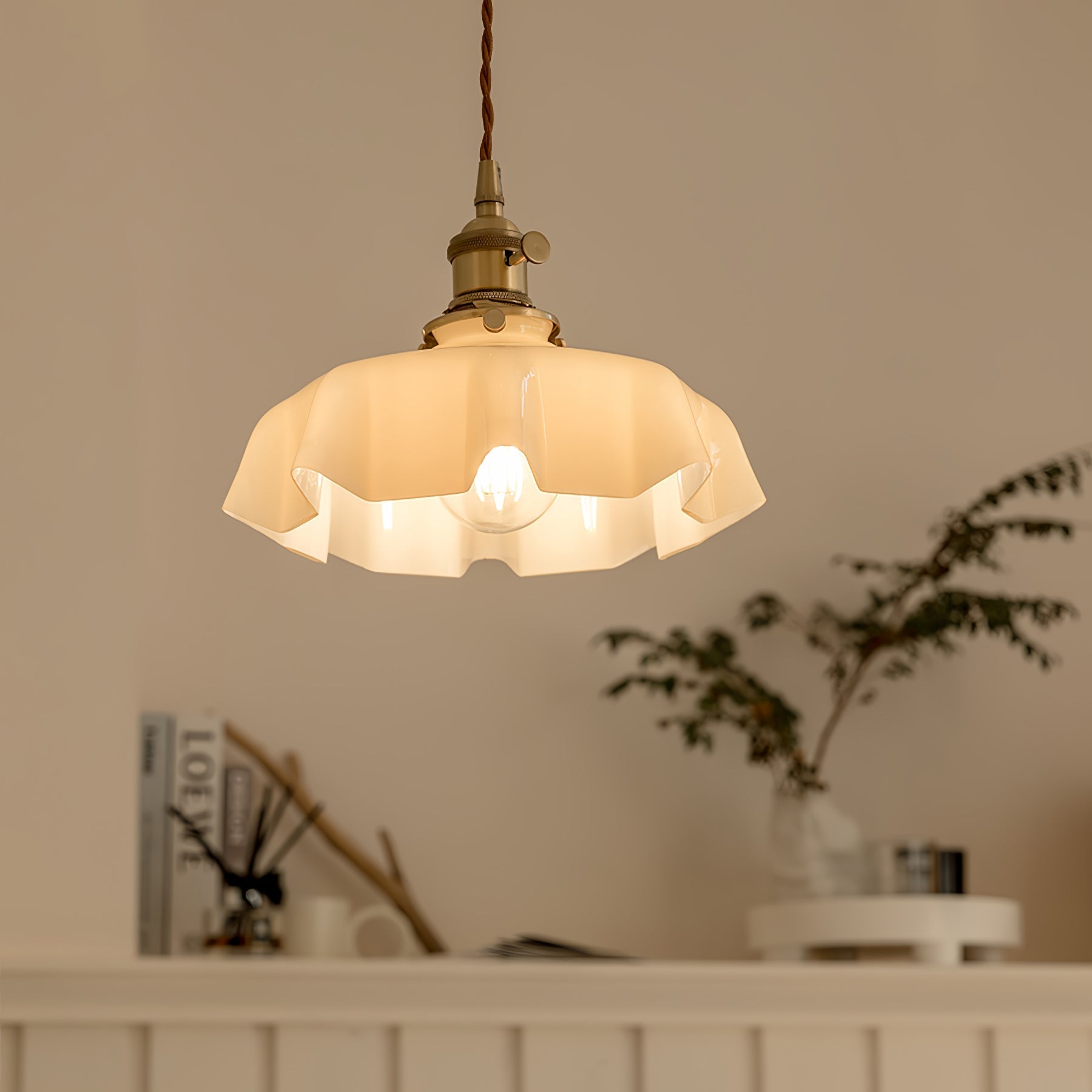 Aria Farmhouse Ruffled Pendant Light