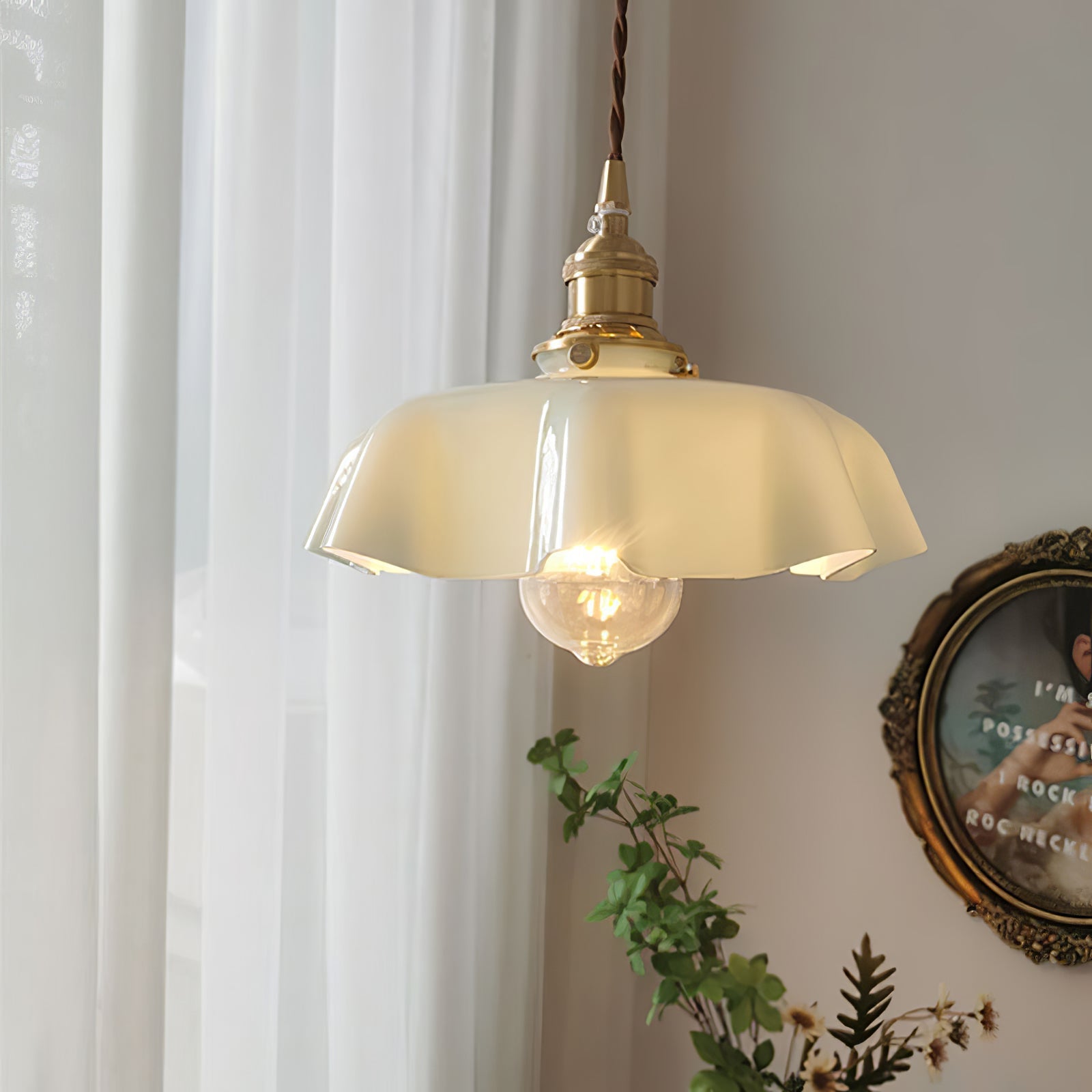 Aria Farmhouse Ruffled Pendant Light