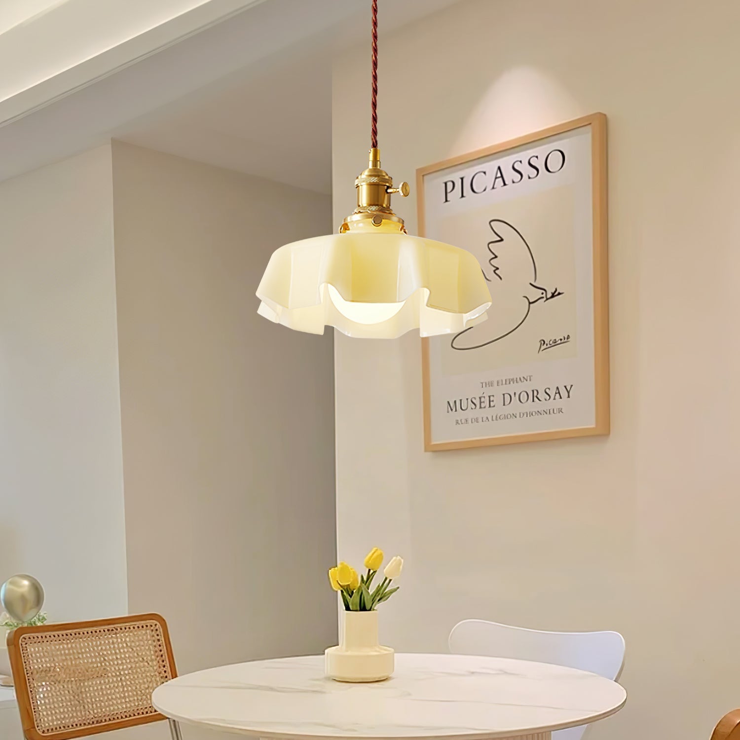Aria Farmhouse Ruffled Pendant Light