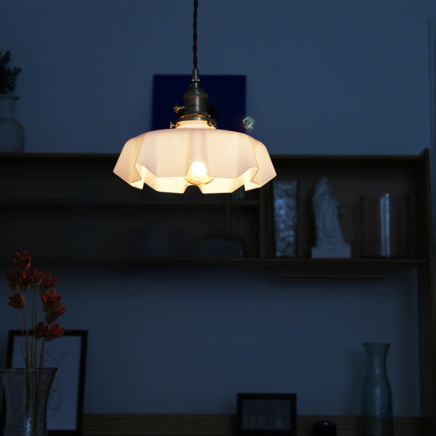 Aria Farmhouse Ruffled Pendant Light