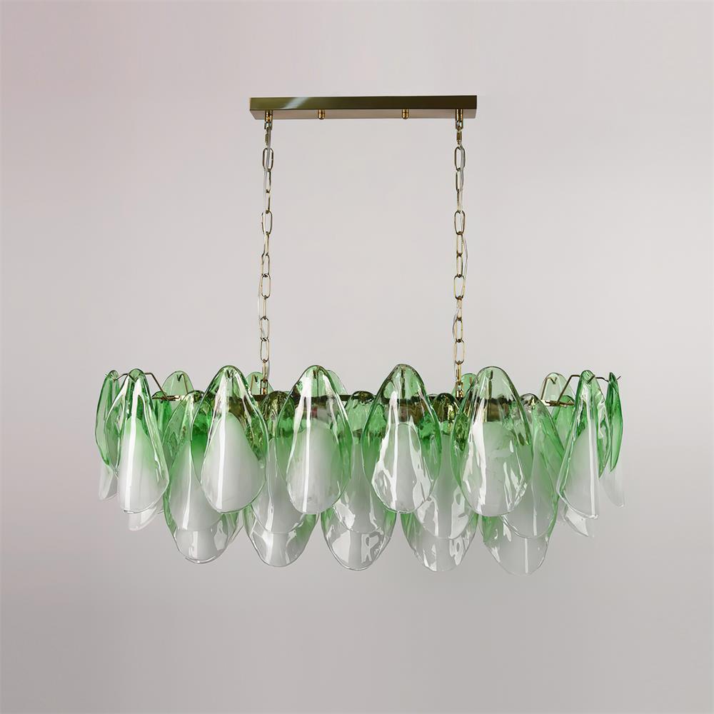 Fuchsia Chandelier Blush & Green Glass Petals - Letslighting