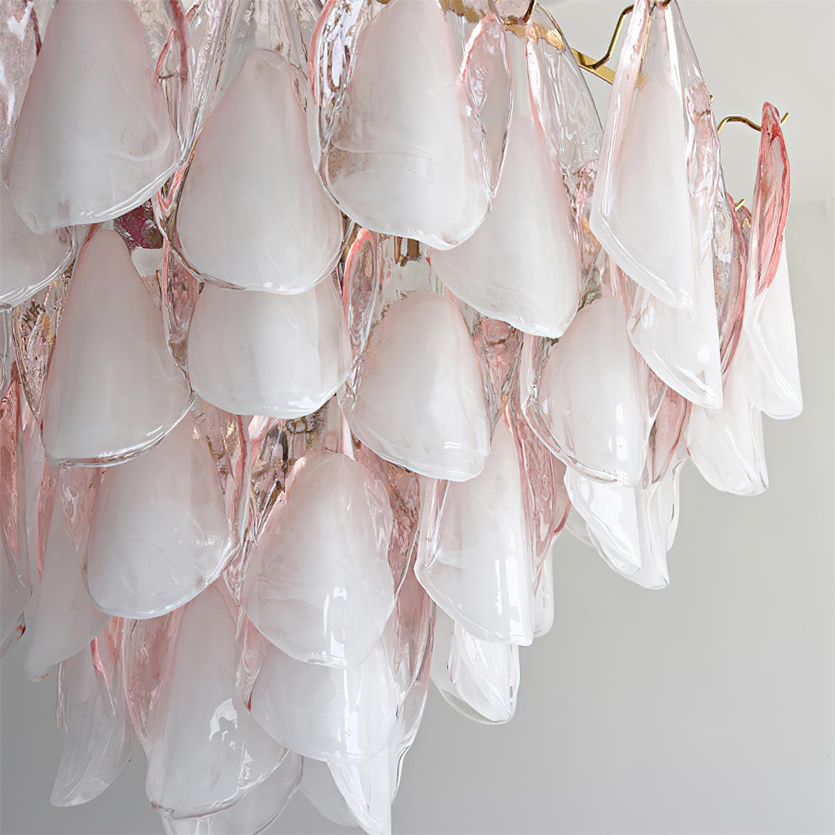 Fuchsia Chandelier Blush & Green Glass Petals - Letslighting