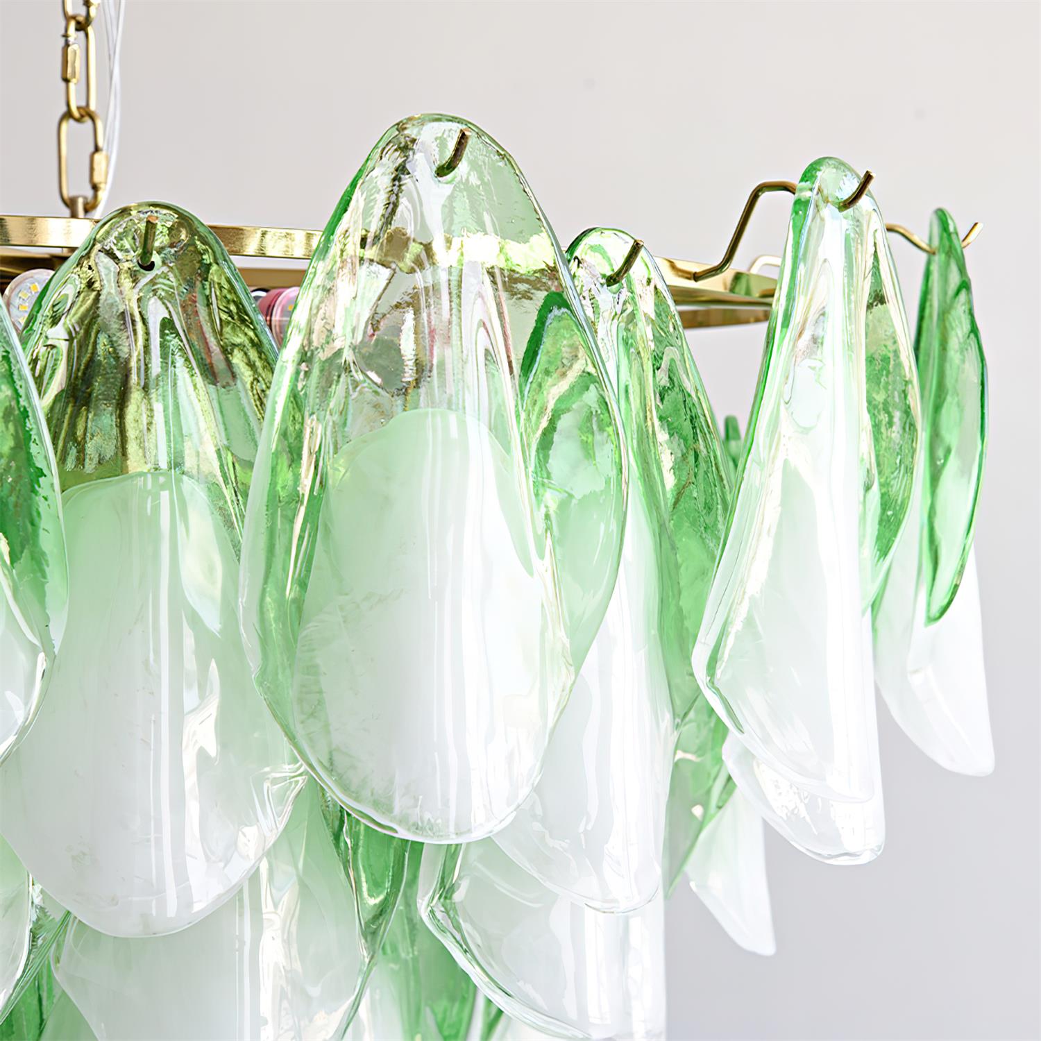 Fuchsia Chandelier Blush & Green Glass Petals - Letslighting