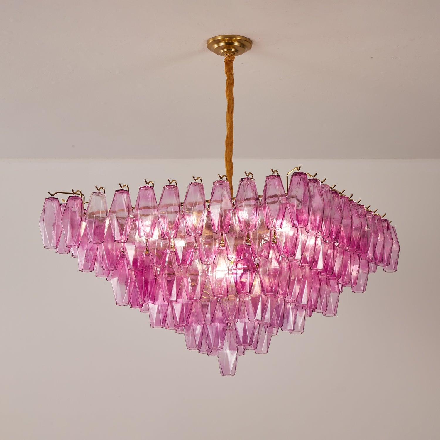 Aurora Chandelier Fuchsia Prism Inverted Pyramid