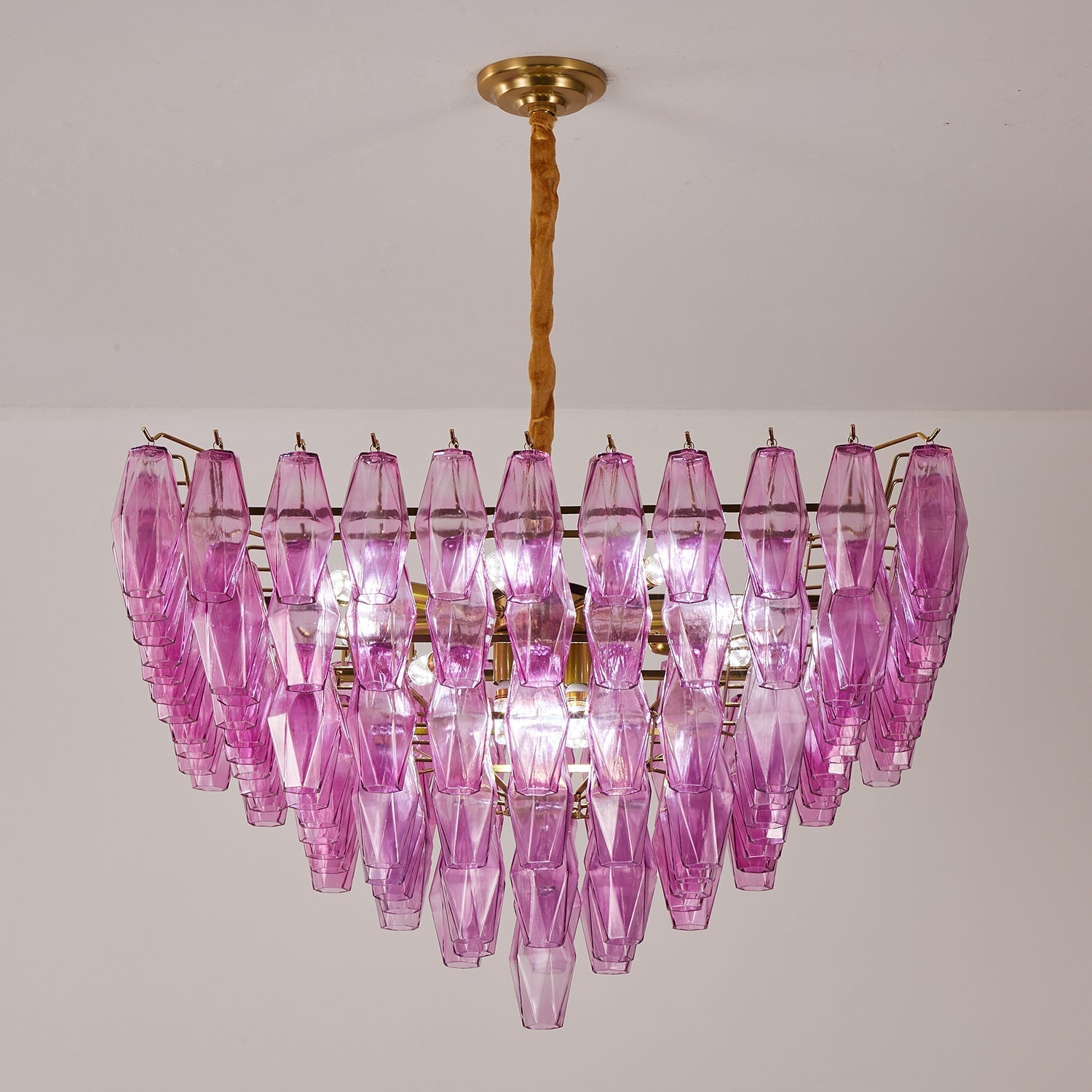 Aurora Chandelier Fuchsia Prism Inverted Pyramid
