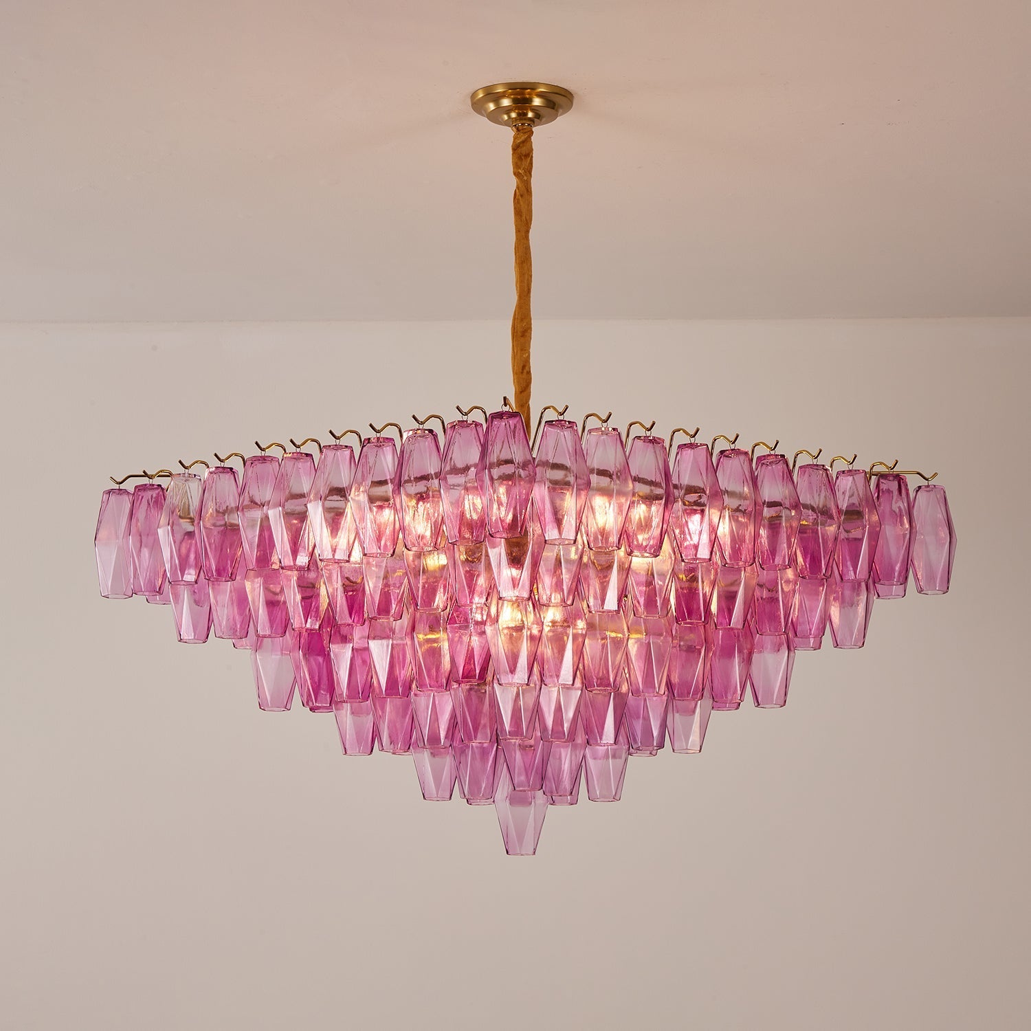 Aurora Chandelier Fuchsia Prism Inverted Pyramid
