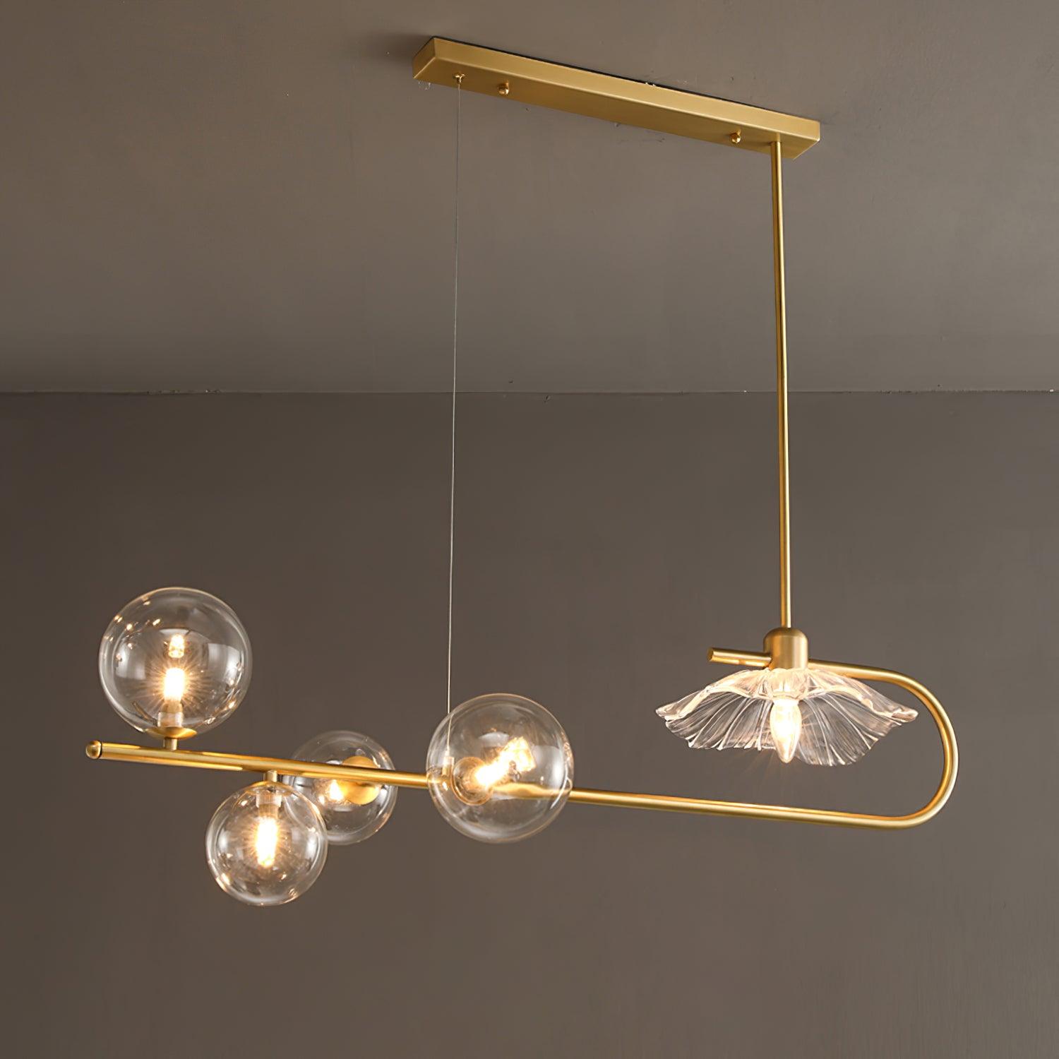 Lustra Pendant Lamp Golden Glass Brass - Letslighting