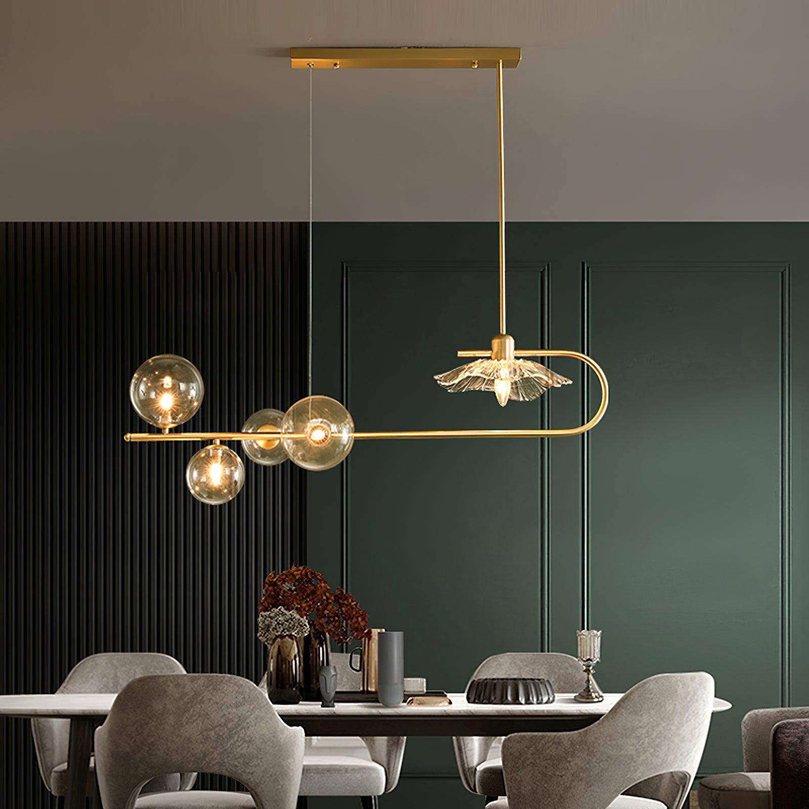 Lustra Pendant Lamp Golden Glass Brass - Letslighting