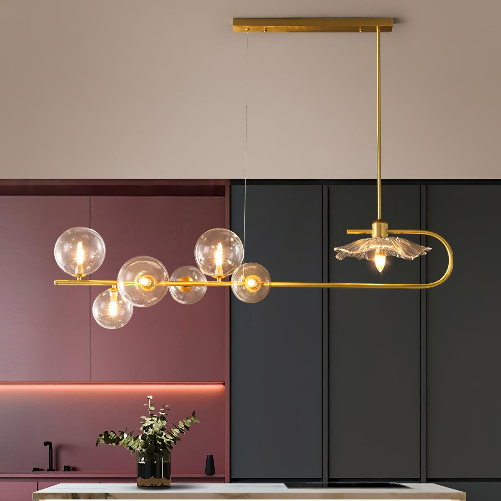 Lustra Pendant Lamp Golden Glass Brass - Letslighting