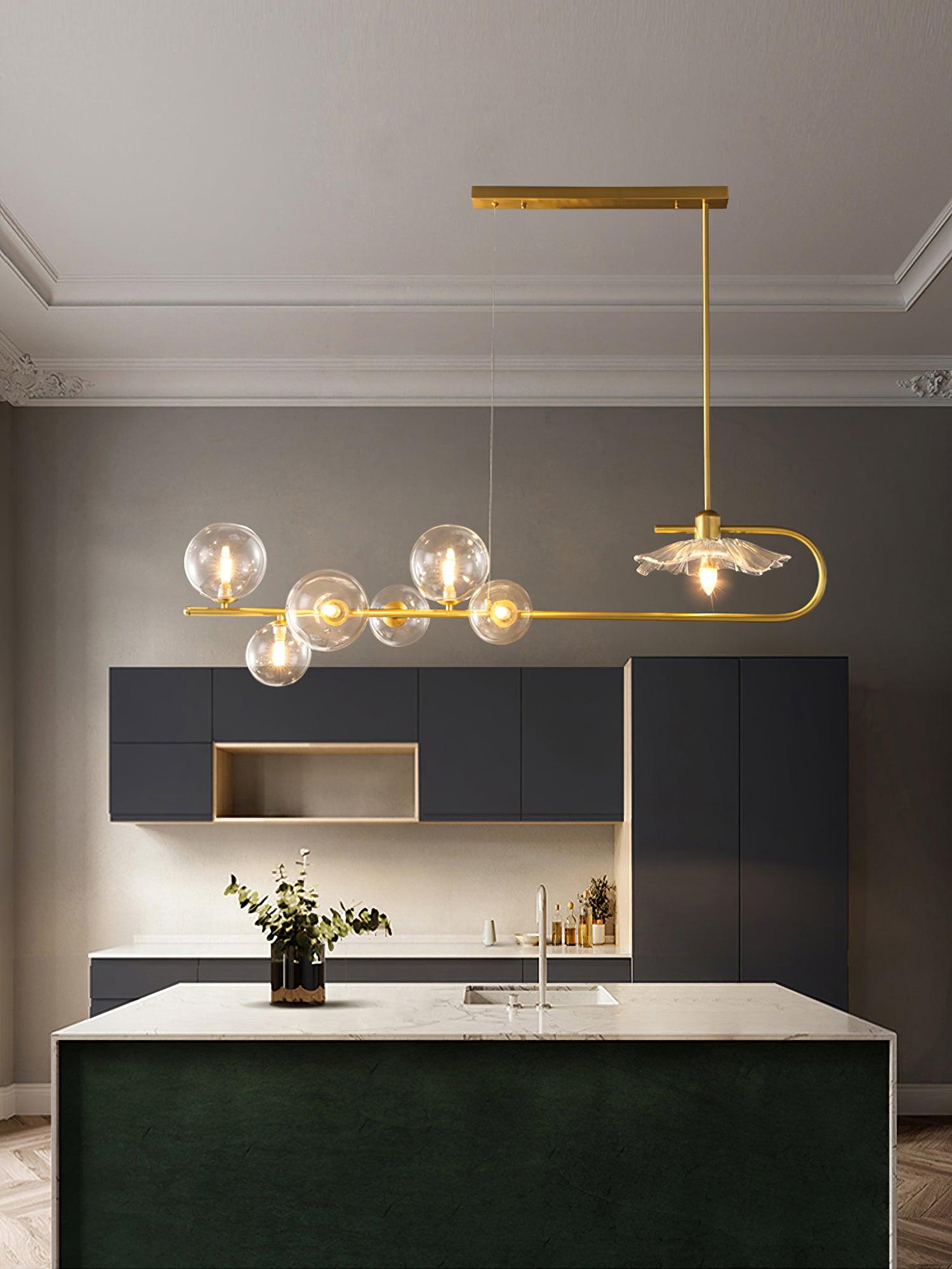 Lustra Pendant Lamp Golden Glass Brass - Letslighting