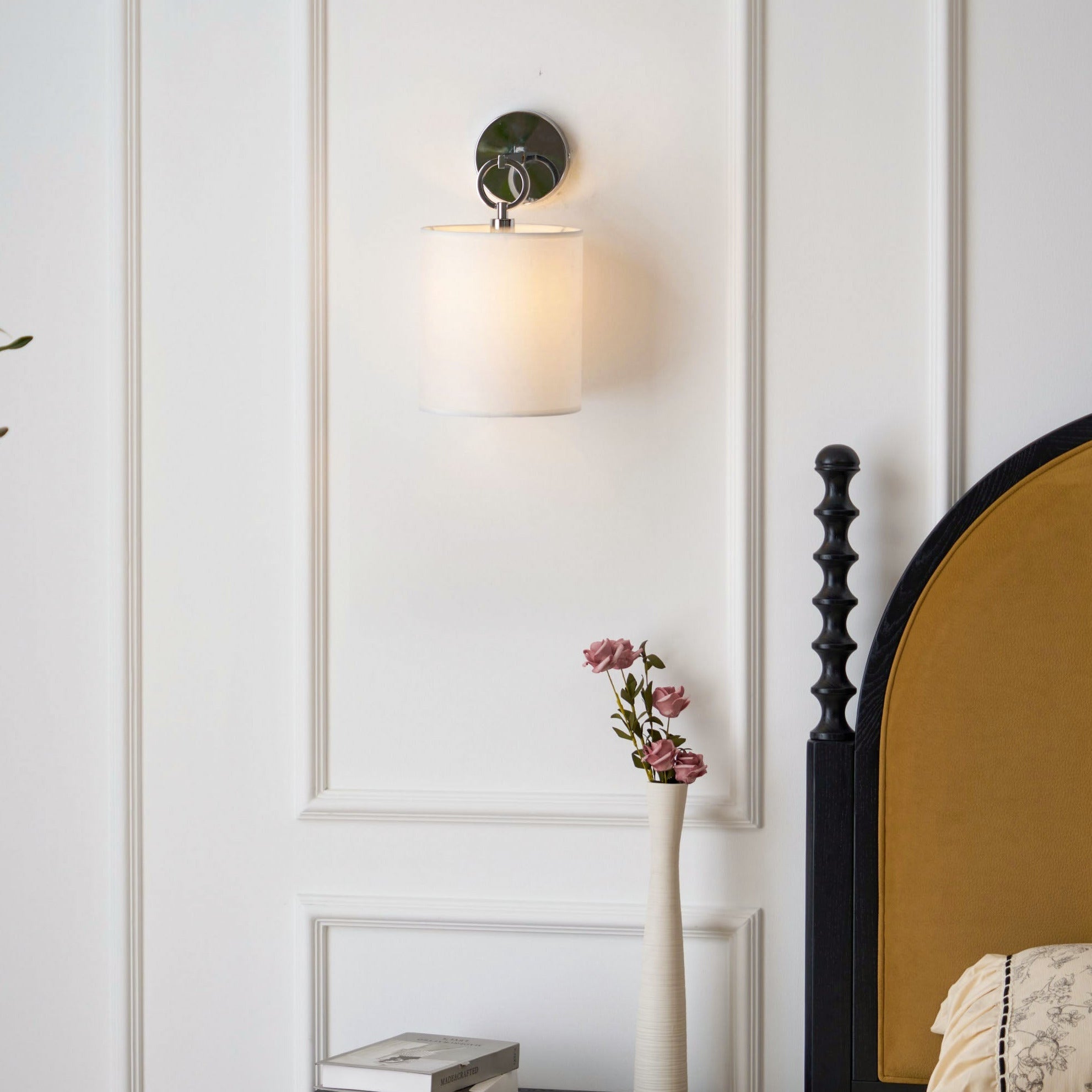 Silva Cylindrical Fabric Shade Wall Lamp Farmhouse - Letslighting