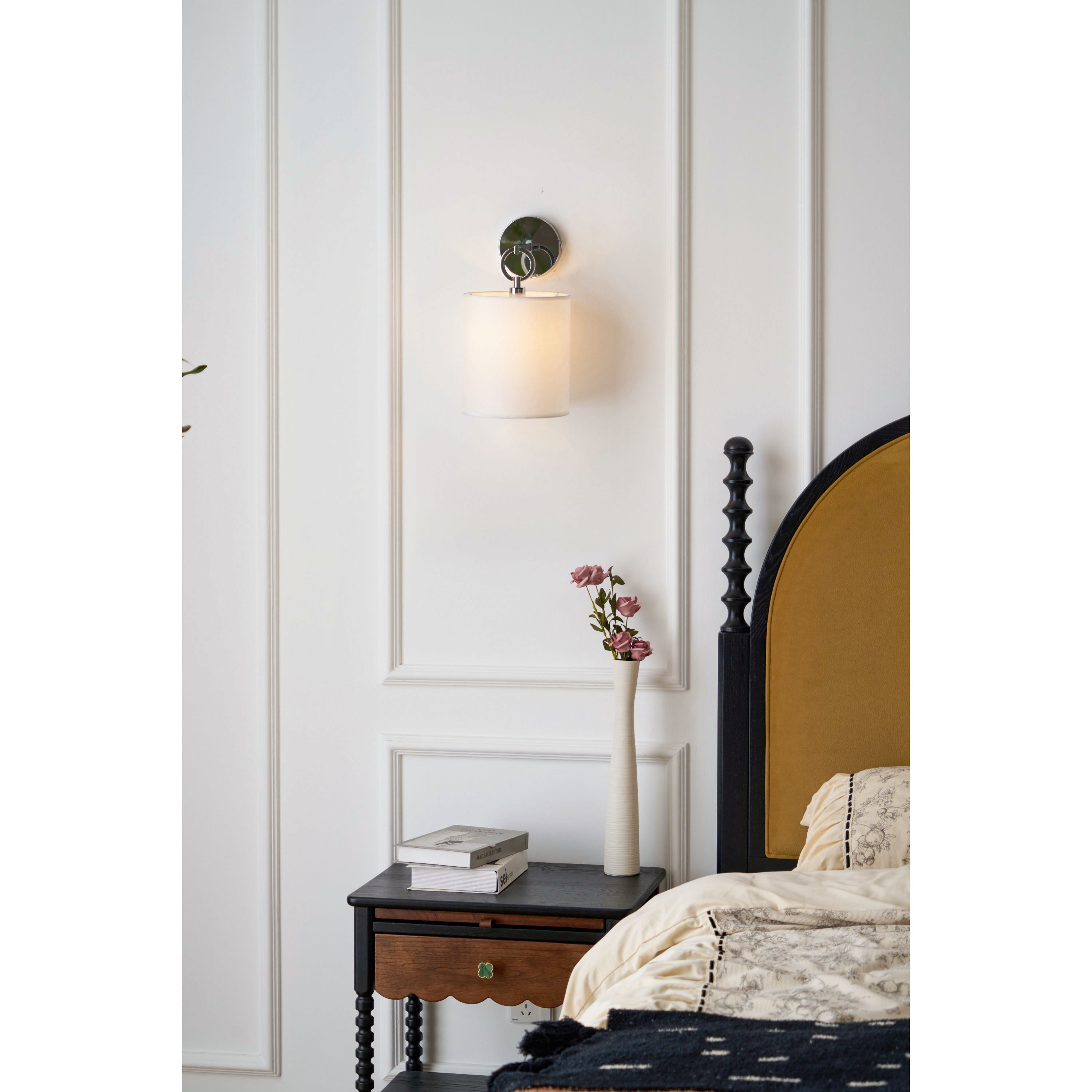 Cotheor Modern Minimalist Circle Brass Fabric Sconce Wall Lamp - Letslighting