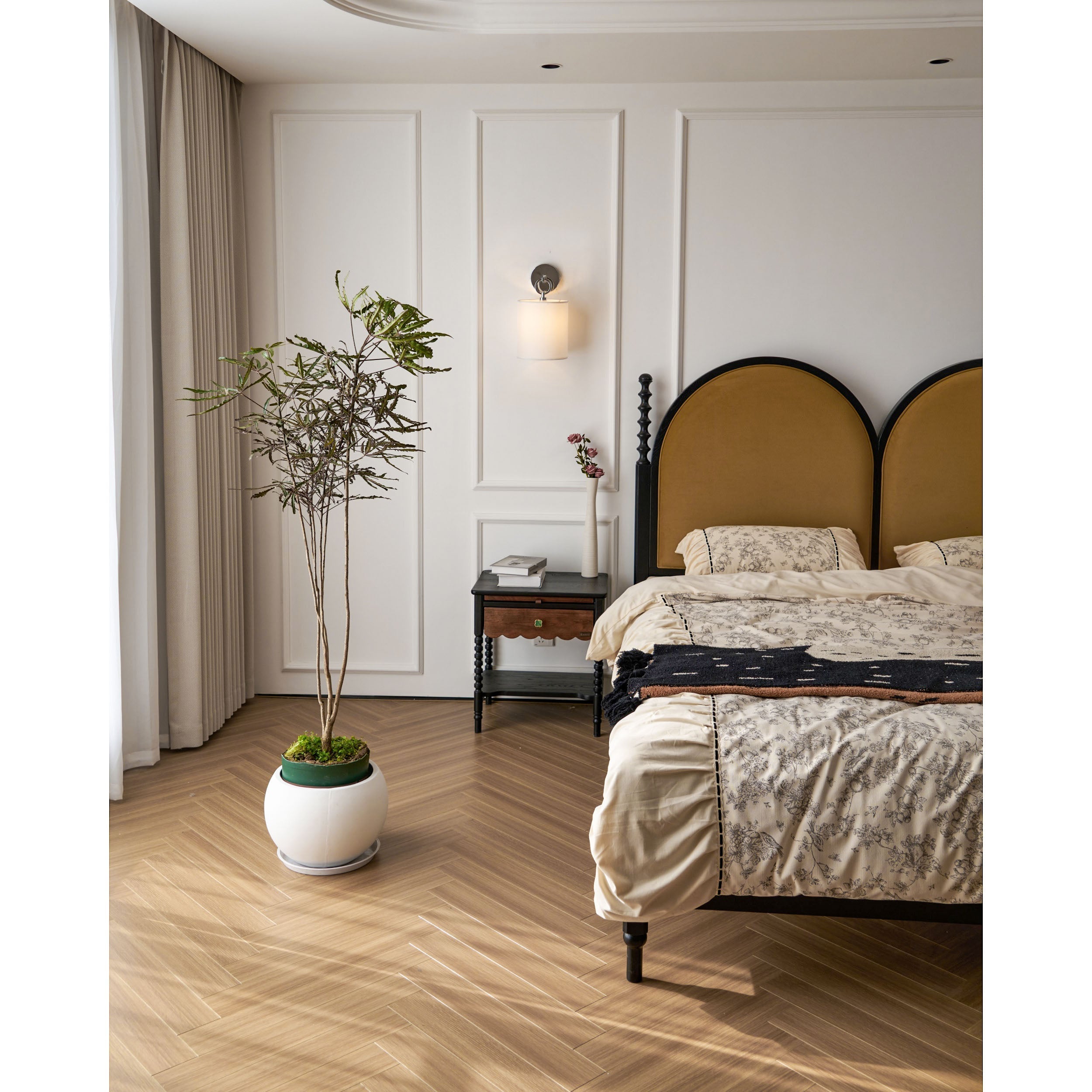 Cotheor Modern Minimalist Circle Brass Fabric Sconce Wall Lamp - Letslighting