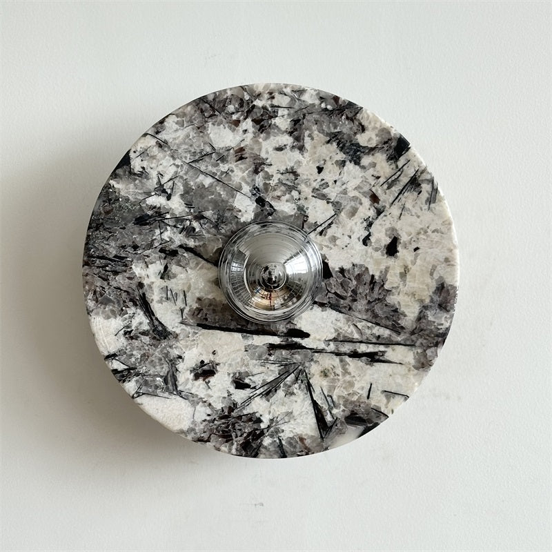 Zeno Modern Minimalist Round Chrome Marble Wall Sconce - Letslighting