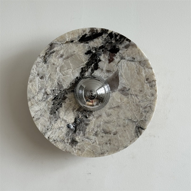 Zeno Modern Minimalist Round Chrome Marble Wall Sconce - Letslighting