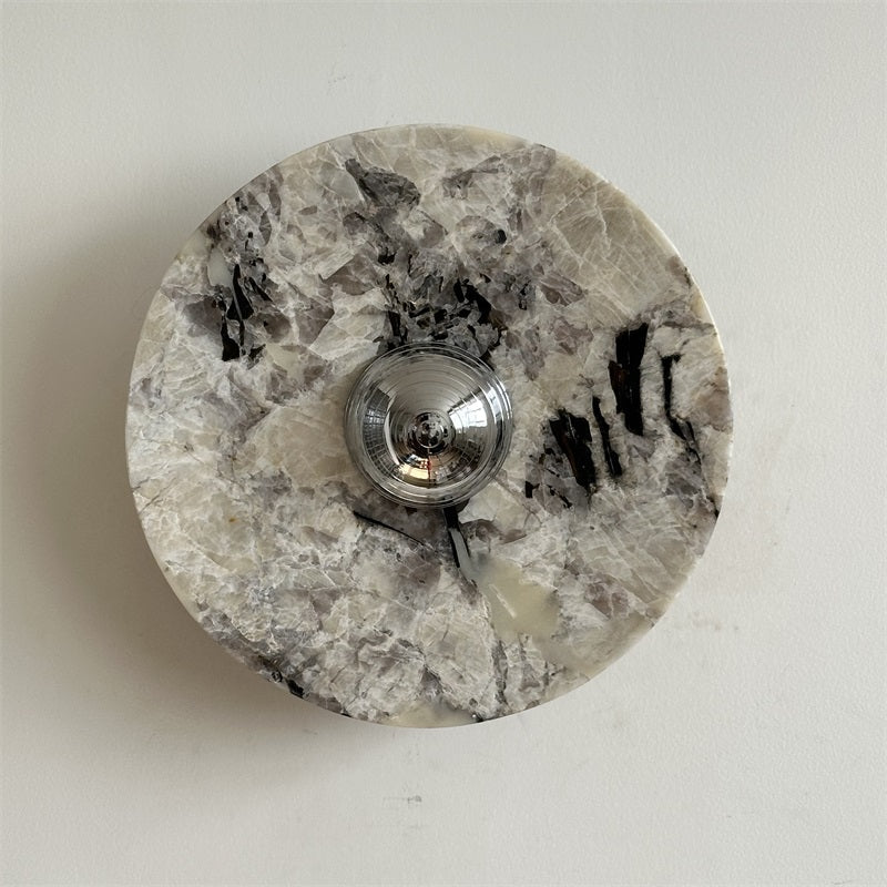 Zeno Modern Minimalist Round Chrome Marble Wall Sconce - Letslighting