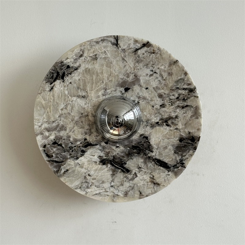 Zeno Modern Minimalist Round Chrome Marble Wall Sconce - Letslighting