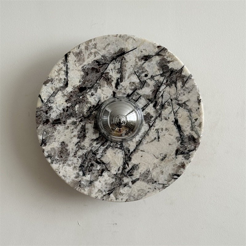 Zeno Modern Minimalist Round Chrome Marble Wall Sconce - Letslighting