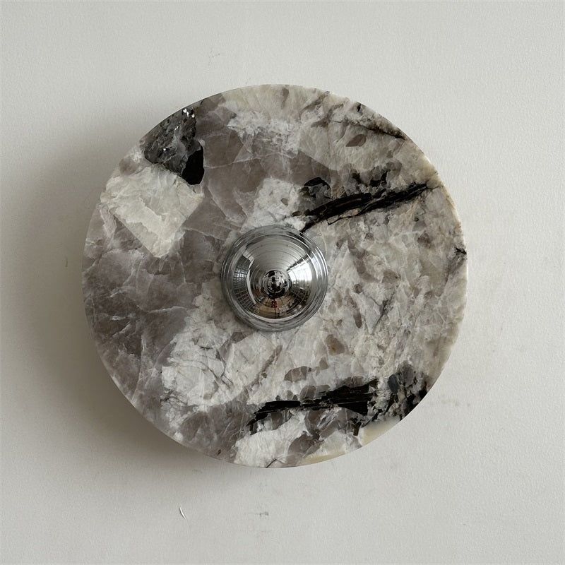 Zeno Modern Minimalist Round Chrome Marble Wall Sconce - Letslighting