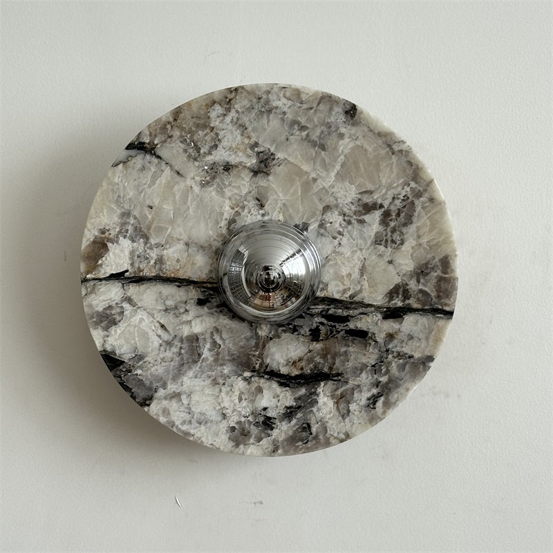 Zeno Modern Minimalist Round Chrome Marble Wall Sconce - Letslighting