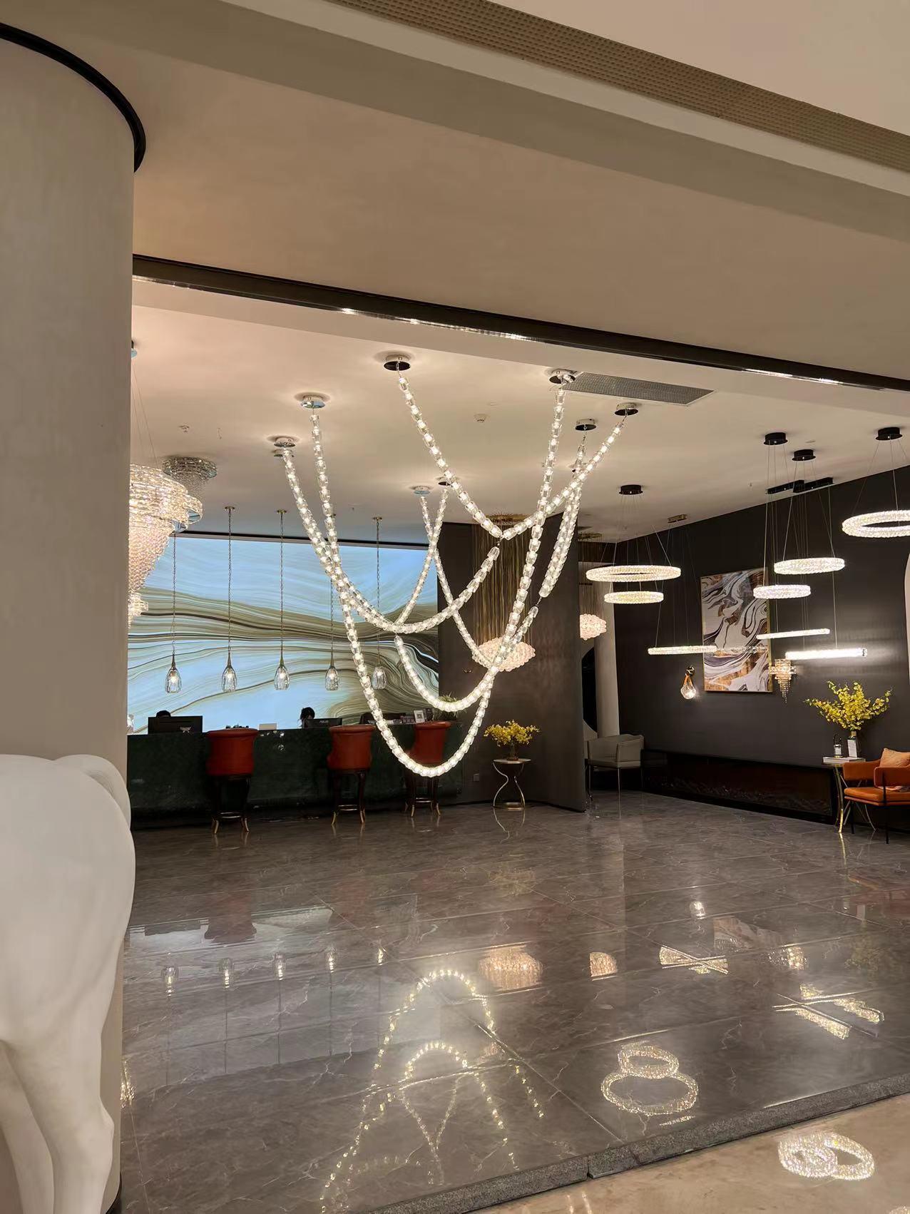Lustra Chandelier Chrome Interlacing Crystal Lines - Letslighting