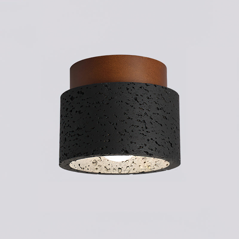 Ritta Sqaure&Round Ceiling Light Black& Yellow Travertine - Letslighting