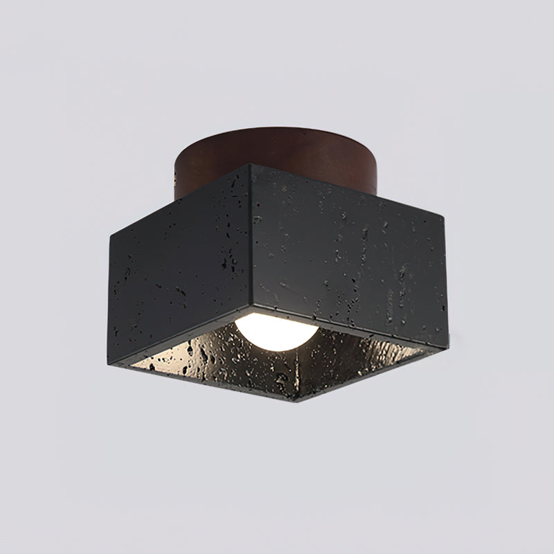 Ritta Sqaure&Round Ceiling Light Black& Yellow Travertine - Letslighting