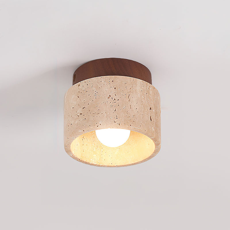 Ritta Sqaure&Round Ceiling Light Black& Yellow Travertine - Letslighting