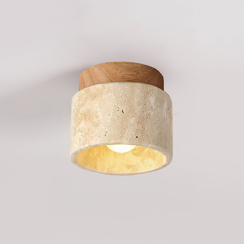 Ritta Sqaure&Round Ceiling Light Black& Yellow Travertine - Letslighting