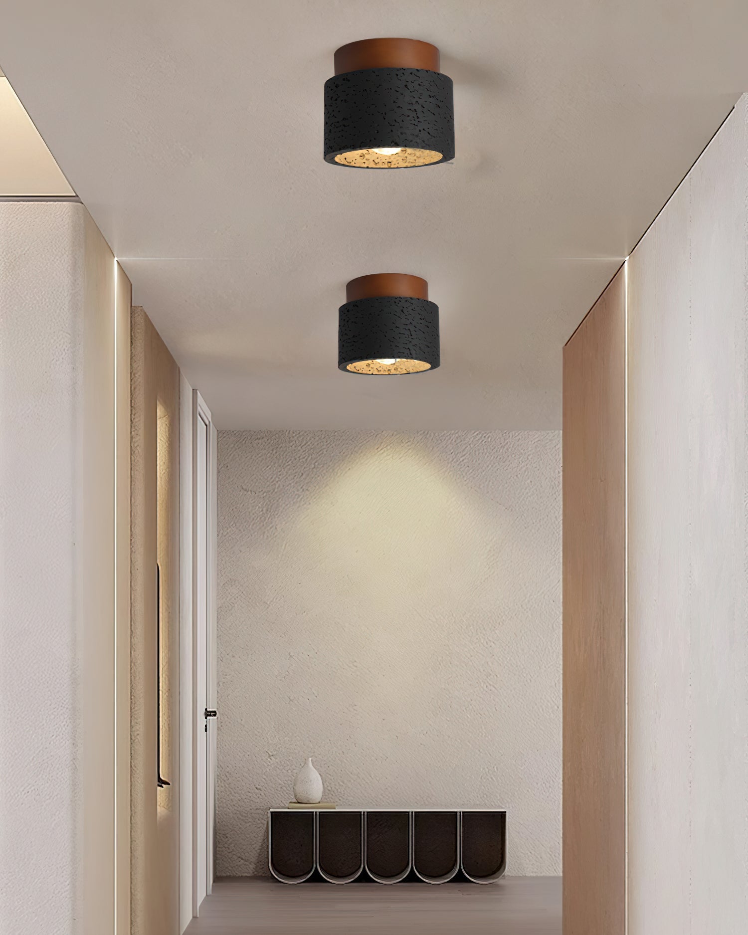 Ritta Sqaure&Round Ceiling Light Black& Yellow Travertine - Letslighting