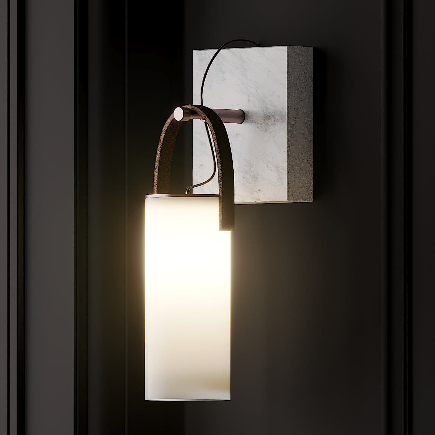 Galerie Wall Lamp Fontana Glass Leather Marble - Letslighting