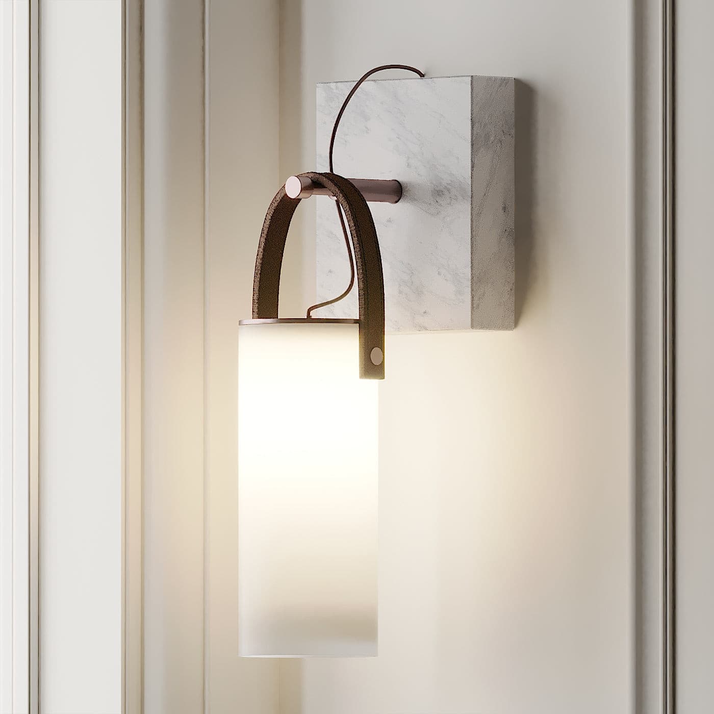 Galerie Wall Lamp Fontana Glass Leather Marble - Letslighting