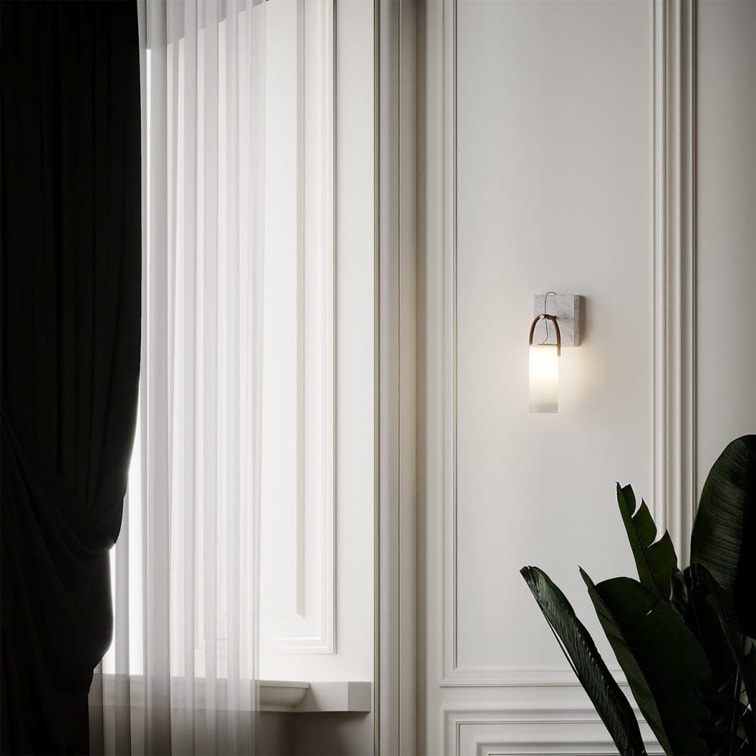 Galerie Wall Lamp Fontana Glass Leather Marble - Letslighting