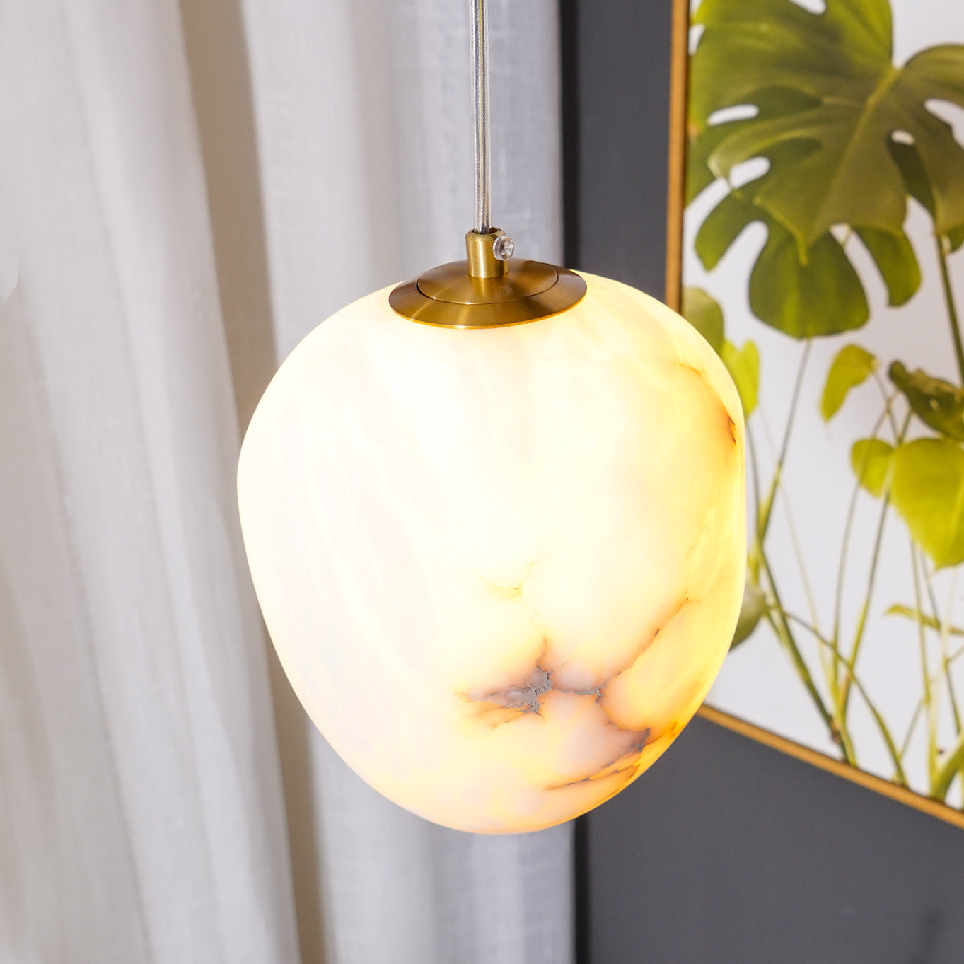 Goose Pendant Lamp Alabaster Brass Sophistication - Letslighting