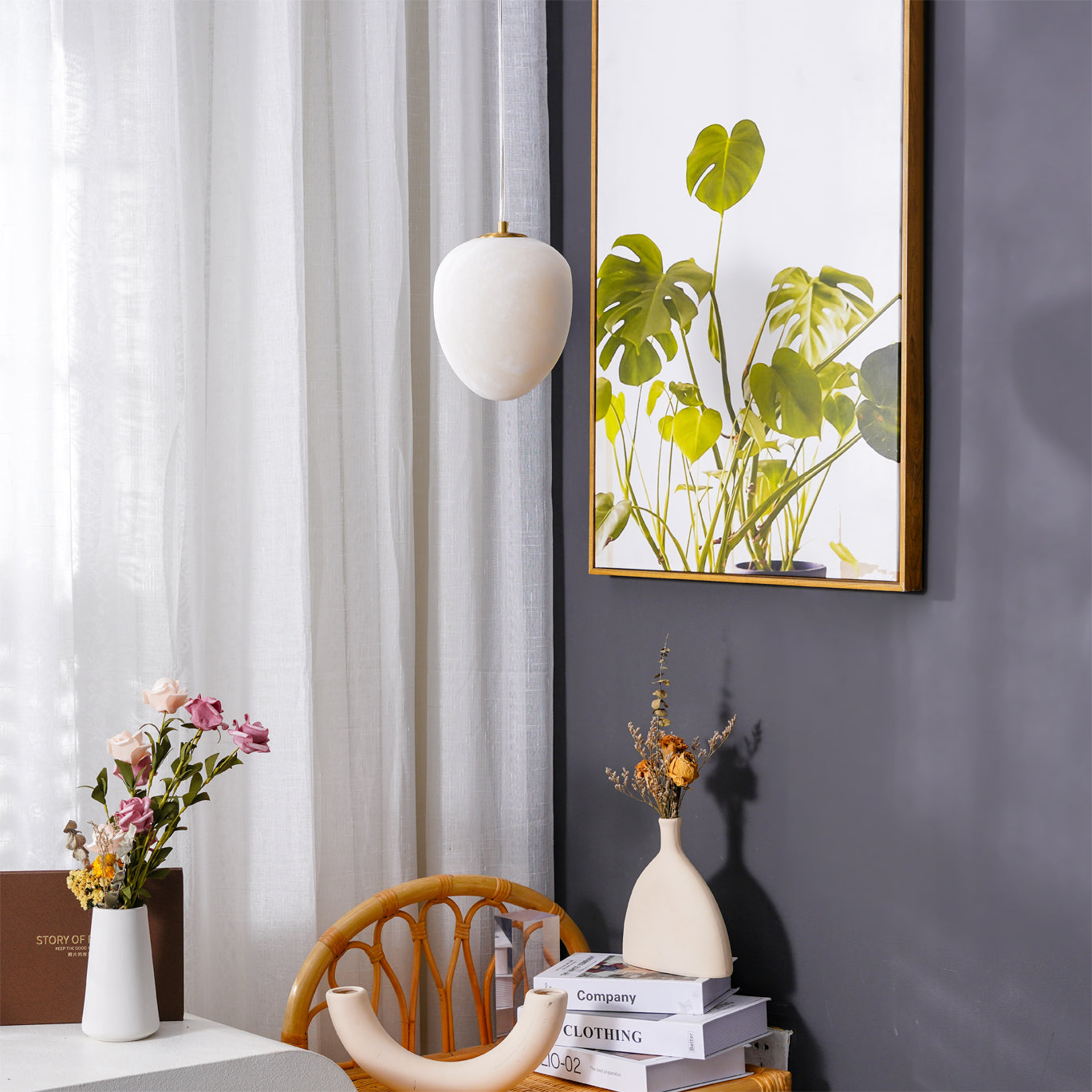 Goose Pendant Lamp Alabaster Brass Sophistication - Letslighting