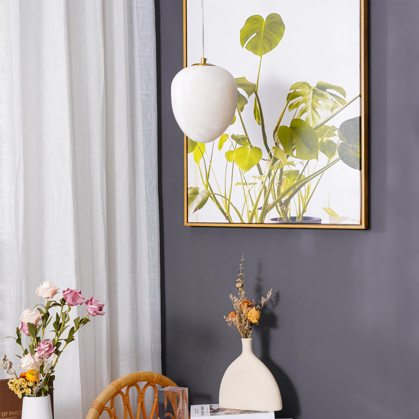 Goose Pendant Lamp Alabaster Brass Sophistication - Letslighting