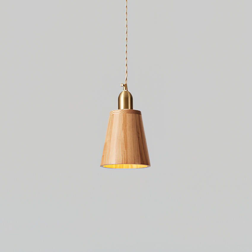 Wood Pendant Lamp Assorted Shapes in Solid Wood and Brass - Letslighting
