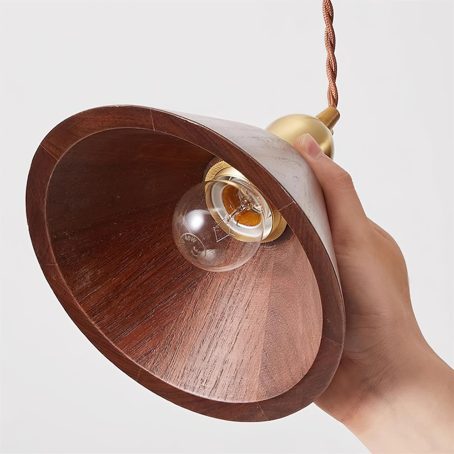 Wood Pendant Lamp Assorted Shapes in Solid Wood and Brass - Letslighting