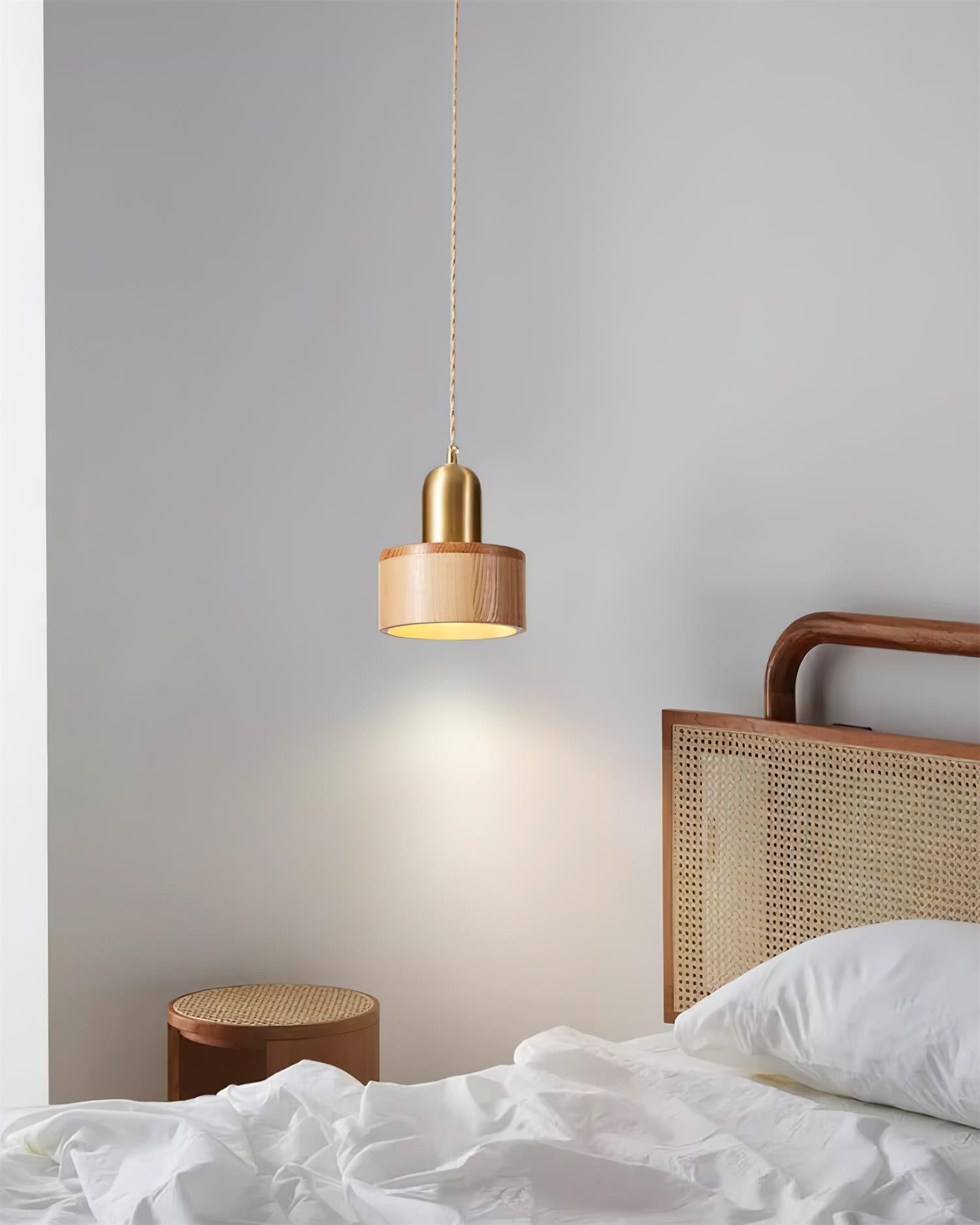 Wood Pendant Lamp Assorted Shapes in Solid Wood and Brass - Letslighting