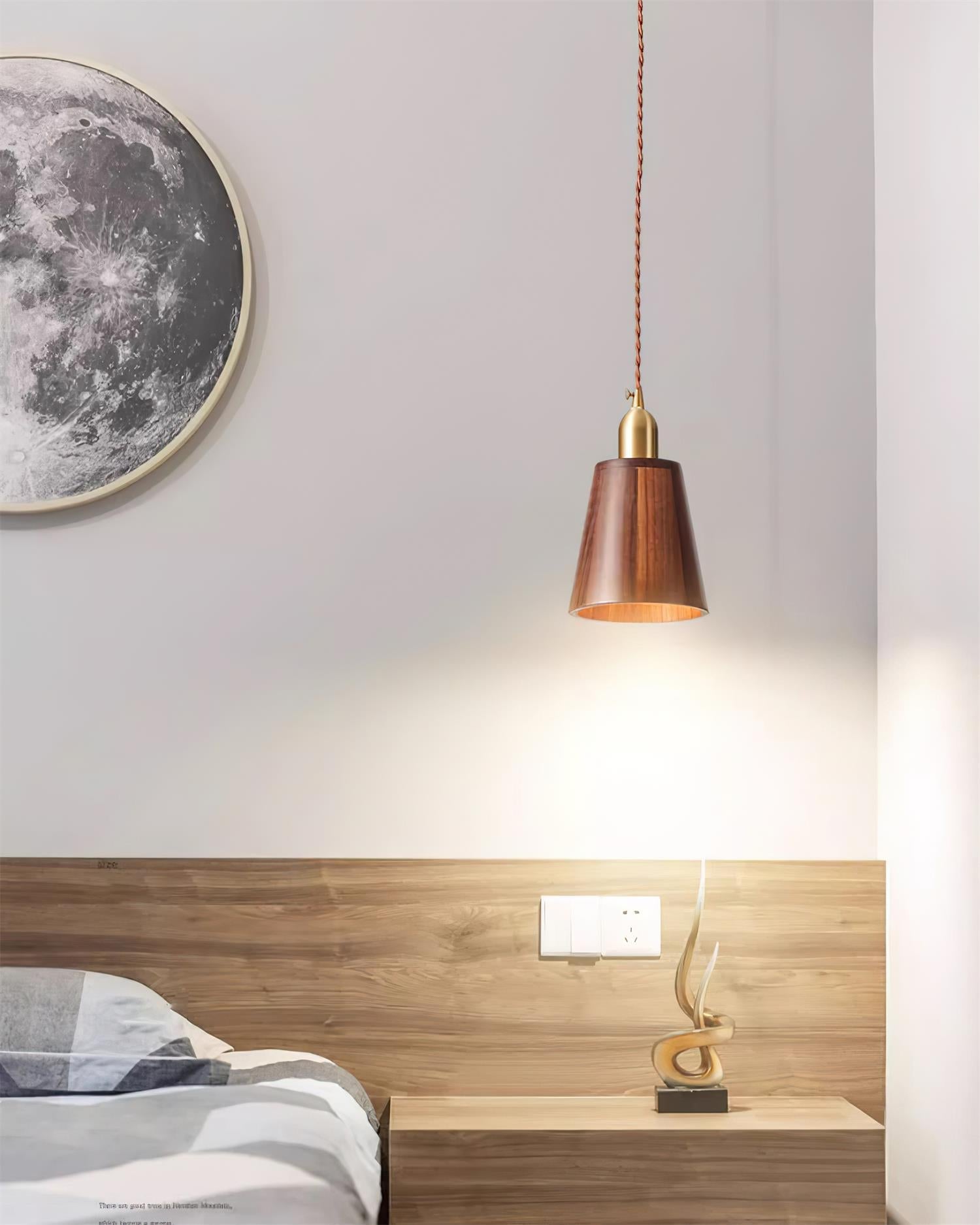 Wood Pendant Lamp Assorted Shapes in Solid Wood and Brass - Letslighting