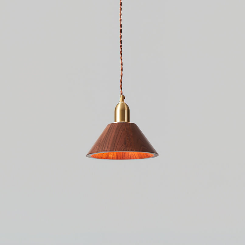 Wood Pendant Lamp Assorted Shapes in Solid Wood and Brass - Letslighting