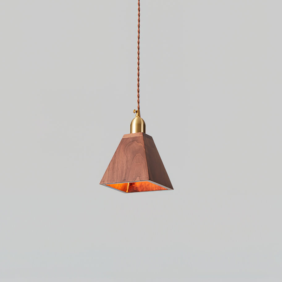 Wood Pendant Lamp Assorted Shapes in Solid Wood and Brass - Letslighting