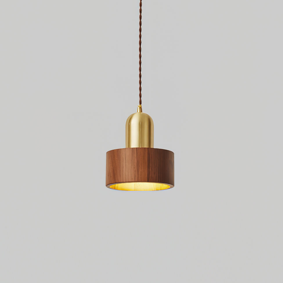 Wood Pendant Lamp Assorted Shapes in Solid Wood and Brass - Letslighting