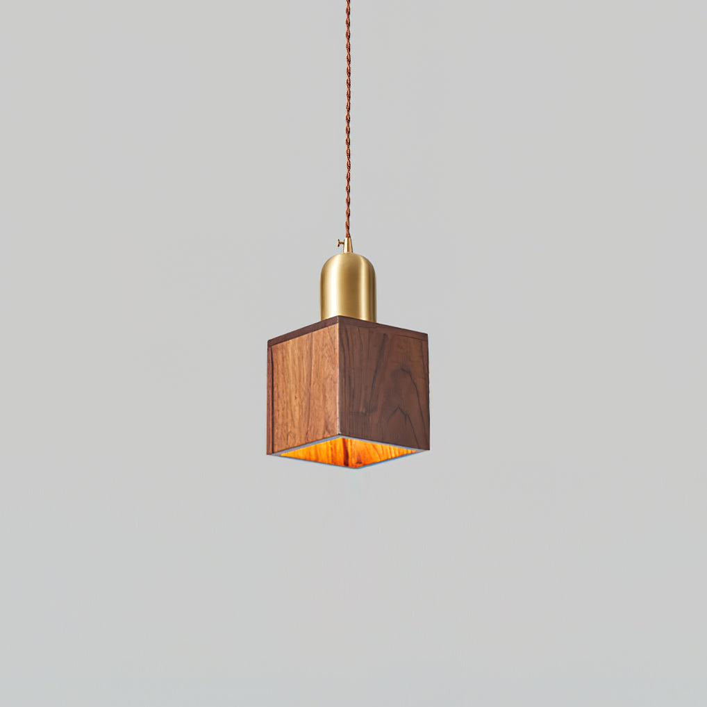 Wood Pendant Lamp Assorted Shapes in Solid Wood and Brass - Letslighting