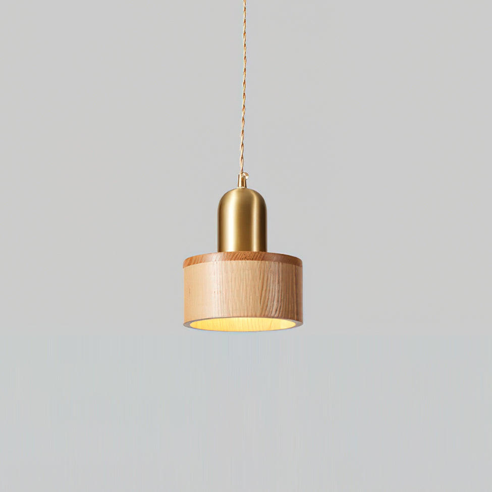 Wood Pendant Lamp Assorted Shapes in Solid Wood and Brass - Letslighting
