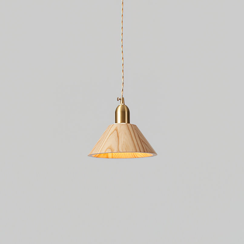 Wood Pendant Lamp Assorted Shapes in Solid Wood and Brass - Letslighting