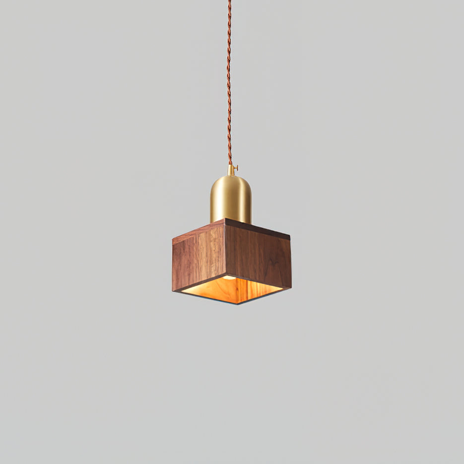 Wood Pendant Lamp Assorted Shapes in Solid Wood and Brass - Letslighting
