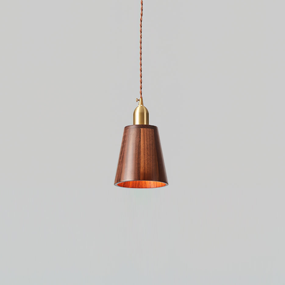 Wood Pendant Lamp Assorted Shapes in Solid Wood and Brass - Letslighting