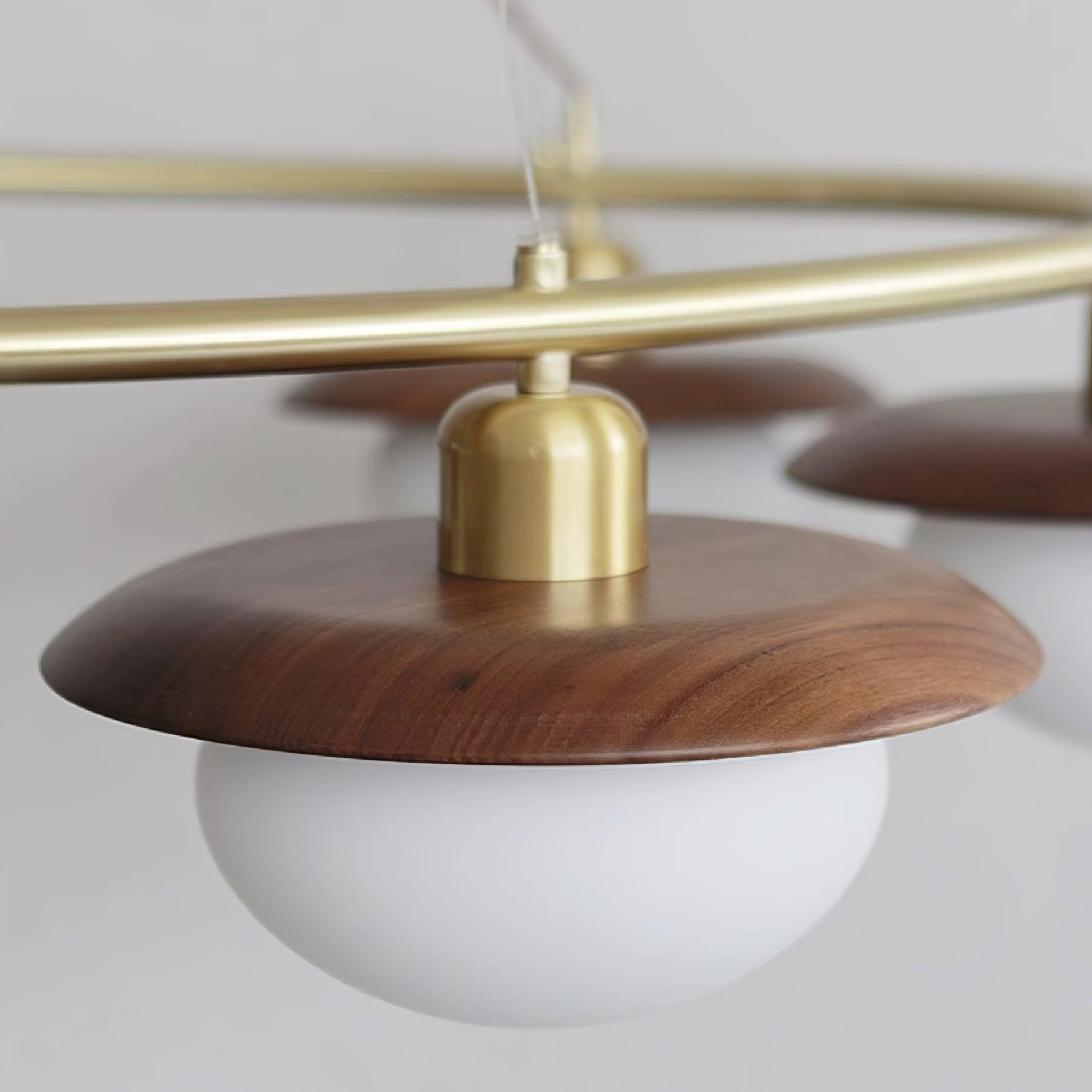 Gama Chandelier Copper Wood Round Vintage - Letslighting