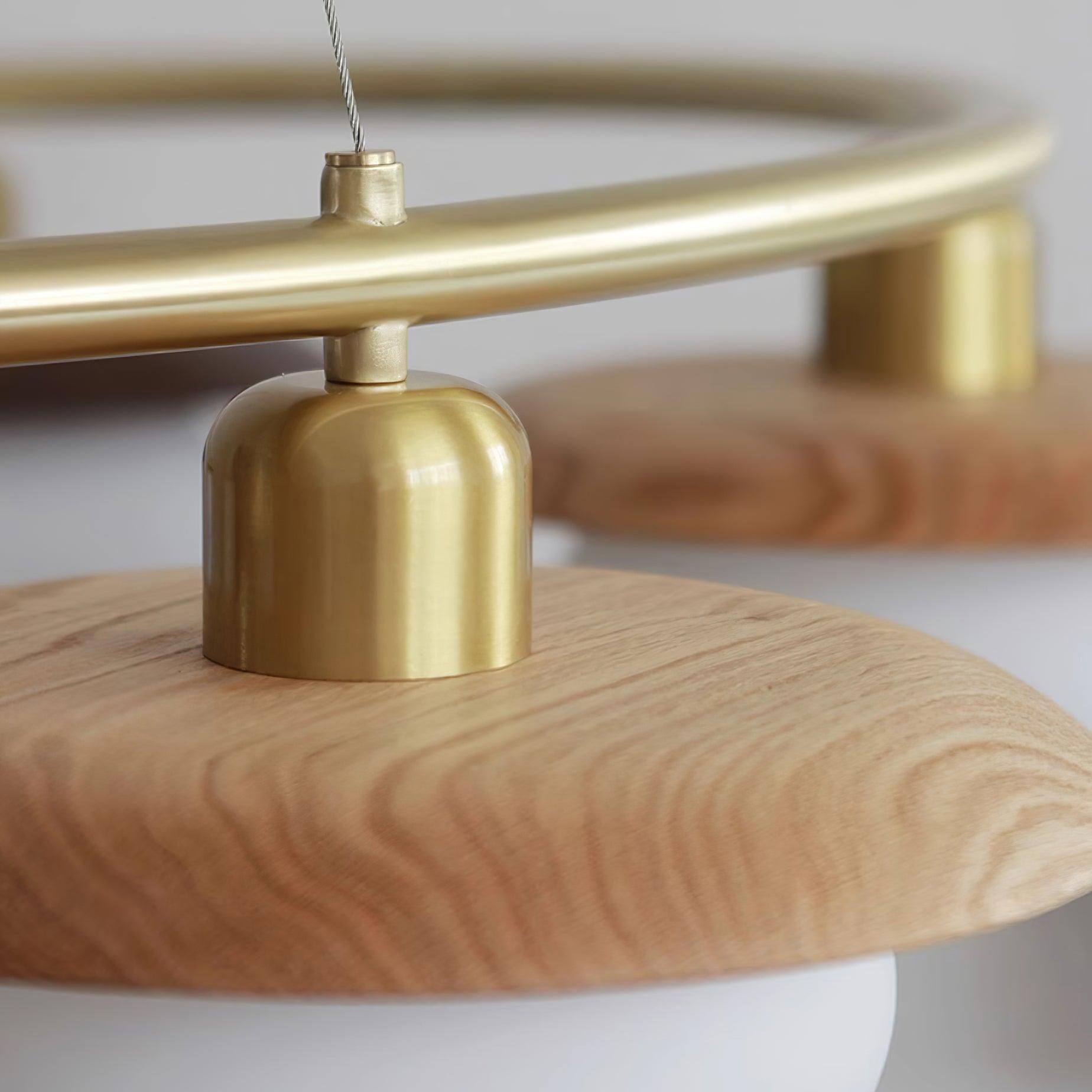 Gama Chandelier Copper Wood Round Vintage - Letslighting